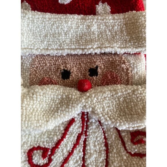 Santa Face Hooked Textured Stocking Fleece Backed - Picture 3 of 5